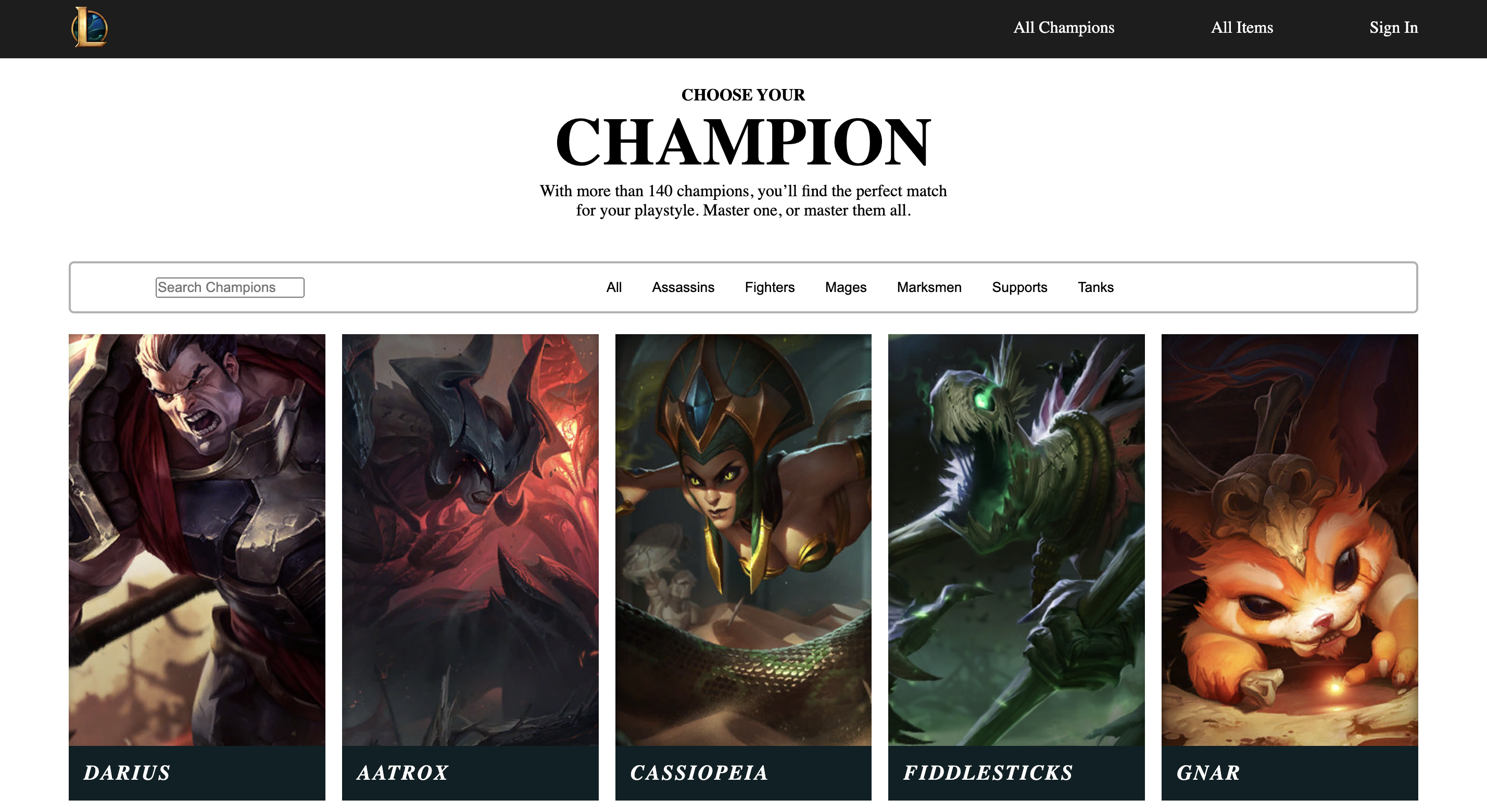 Image of the web app League of Legends