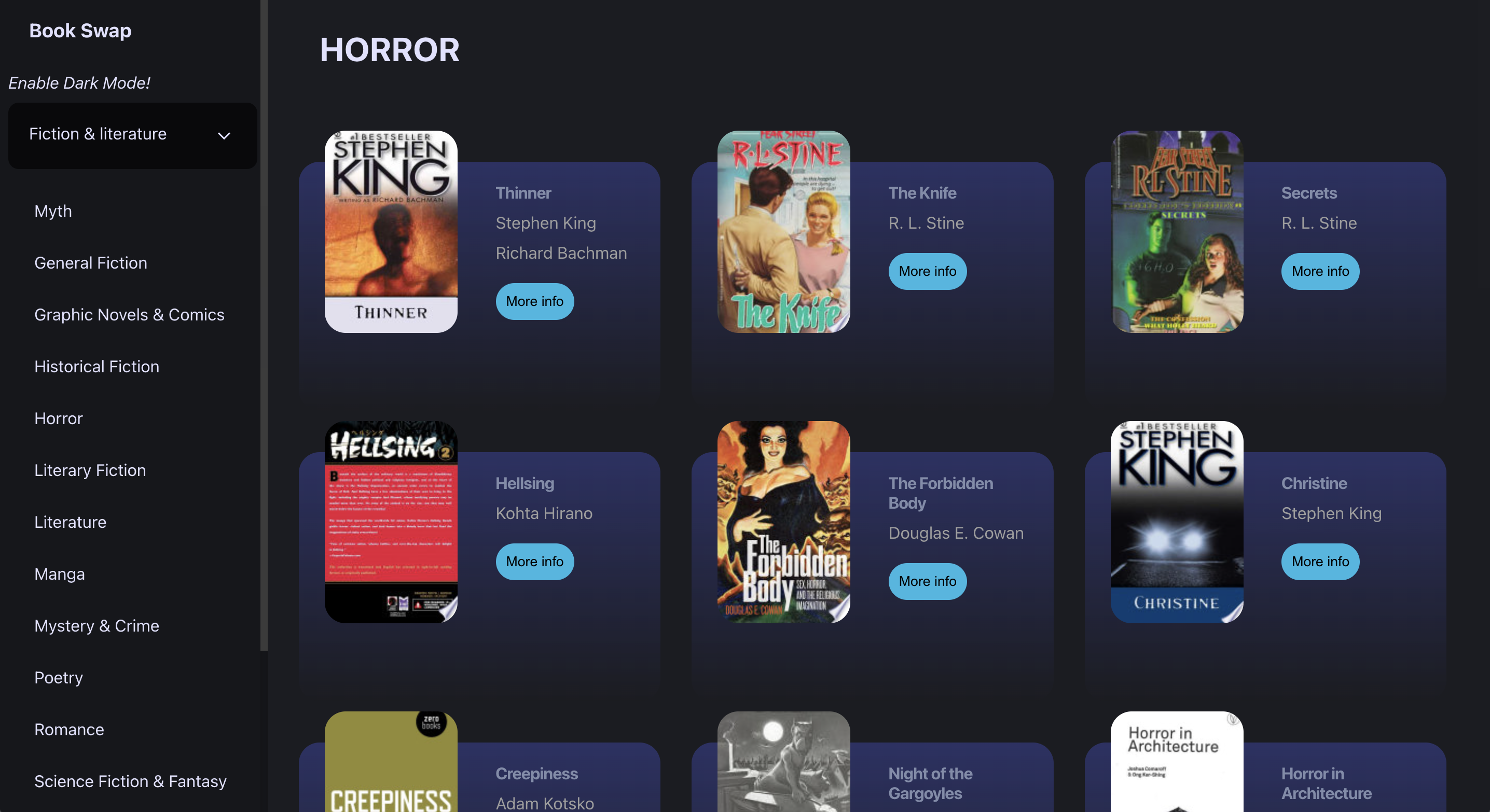 Image of the web app the book swap